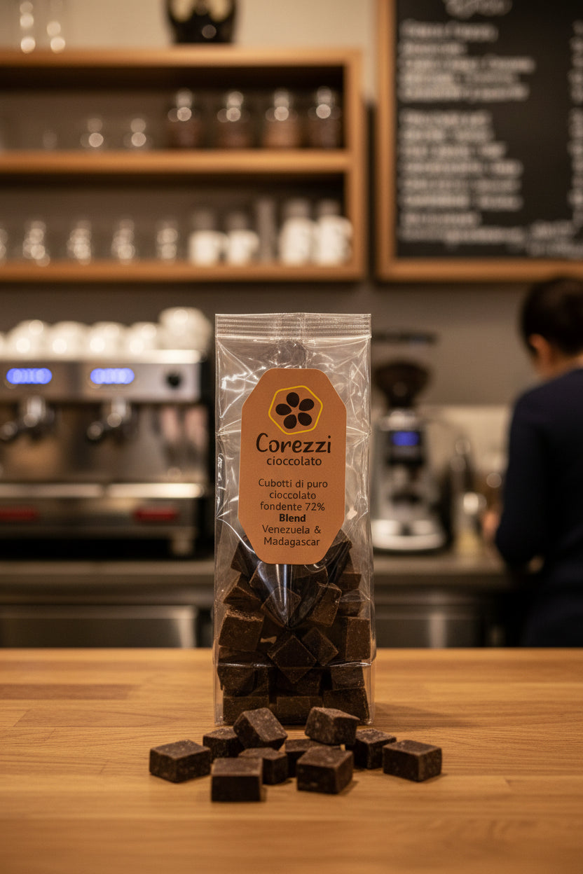 Fondente Extra 72% Monorigine Venezuela & Madagascar - Cubotti 100g - Corezzi Cioccolato